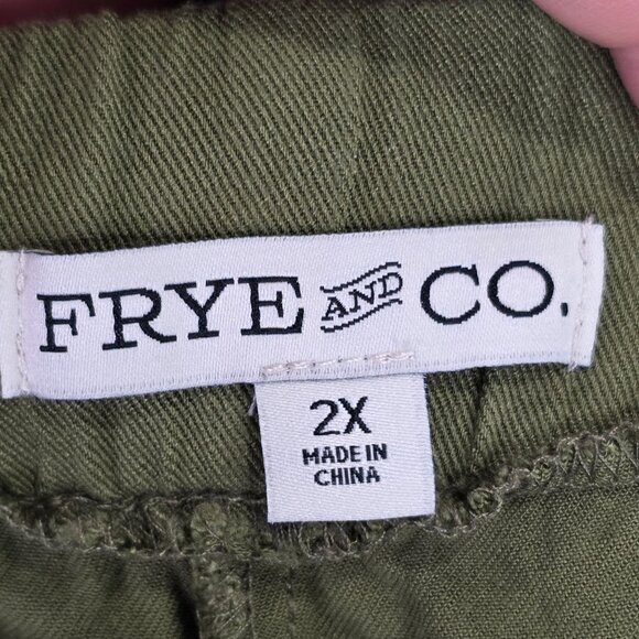 Womens Frye & Co. Olive Green 100% Rayon Shorts Elastic Tie Waist 4" Inseam 2X - Picture 2 of 9